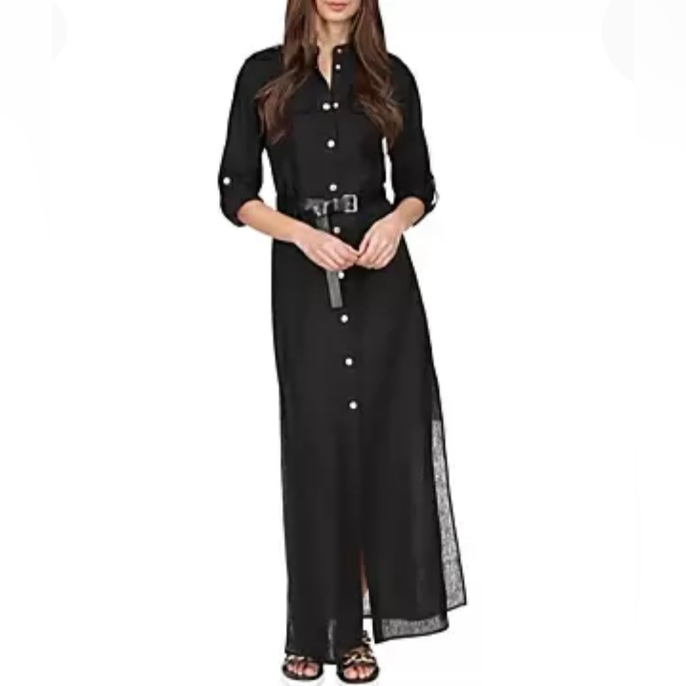Michael Michael Kors Black Linen Skirt Dress XXS with belt